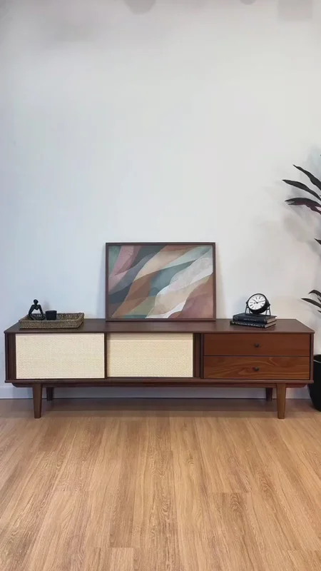 Rack TV 175CM con Ratan Serena - Madera Maciza en Madera natural - Muebles para TV, Uruguay | Balton, vista 14