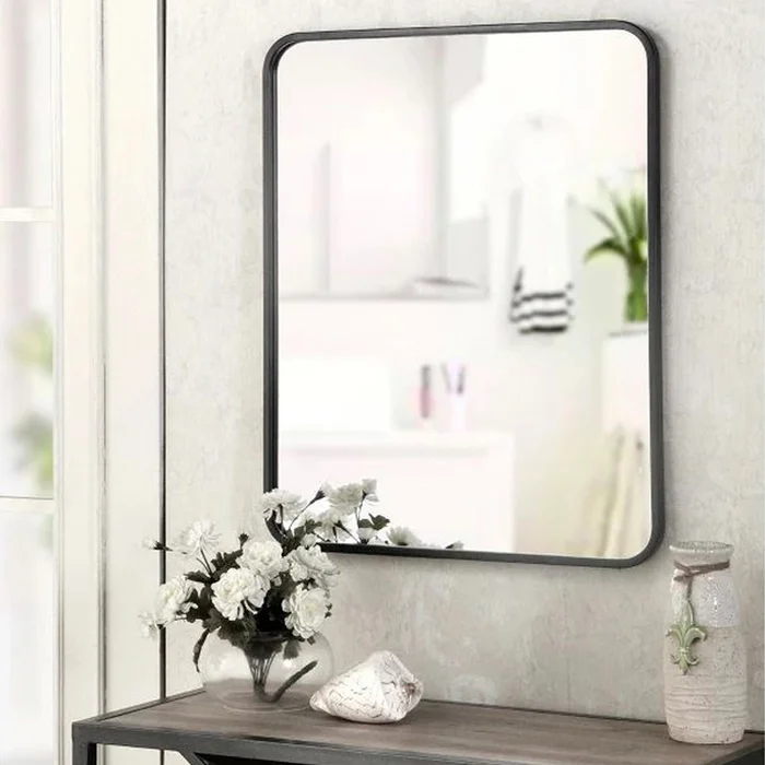 Espejo rectangular aluminio negro 60x80cm en Negro - Espejos, Uruguay | Alta Gracia Deco