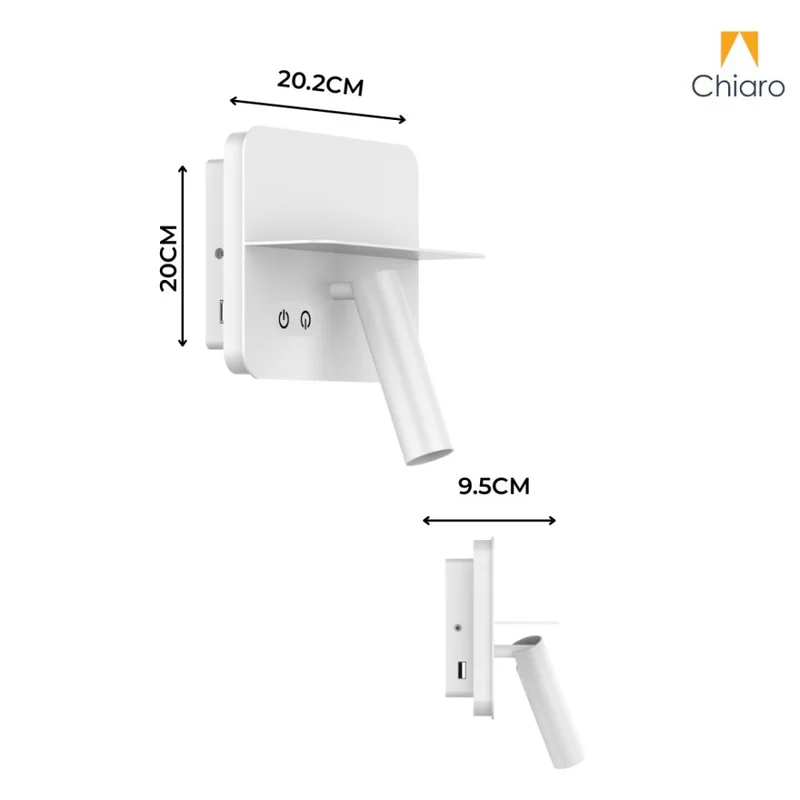 Portátil led de pared con SPOT, USB y DOBLE LUZ DIM 2700K - BLANCA en Blanco - Lámparas de mesa, Uruguay | Iluminica, vista 5