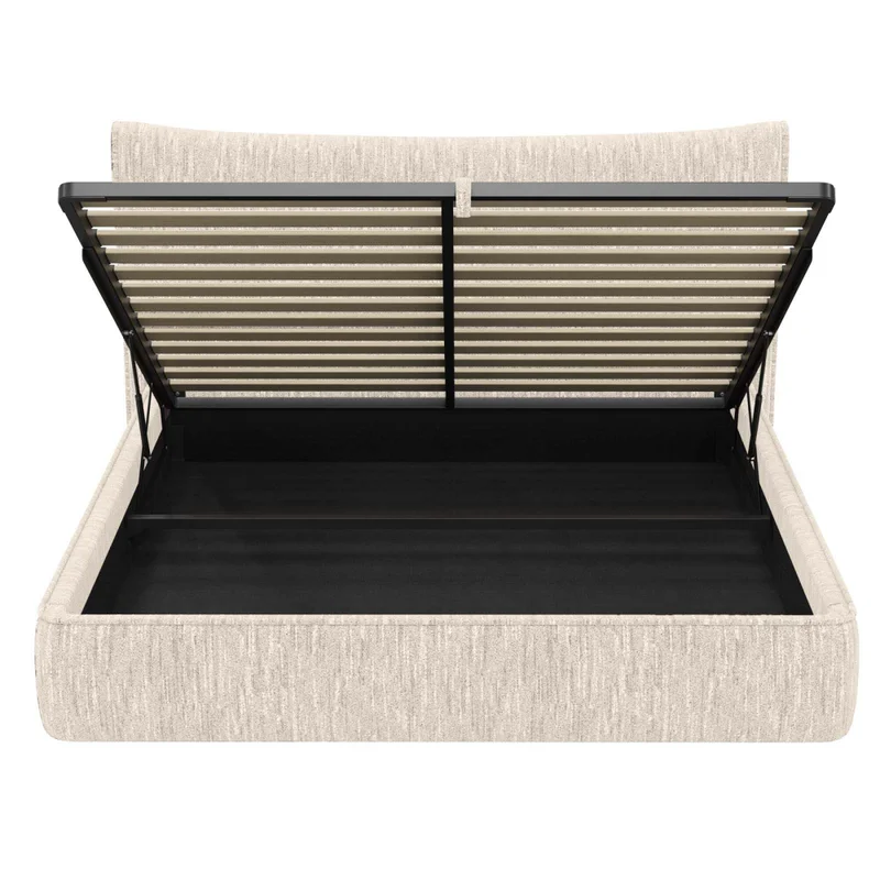 Cama C/baúl 2 Plazas Madera-y-tela Natural-beige Zafiro en Beige - Dormitorio, Uruguay | Divino, vista 4
