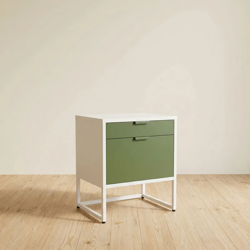 Cajonera Metal Blanco Armin en BCO/VERD - Bibliotecas, Uruguay | Divino