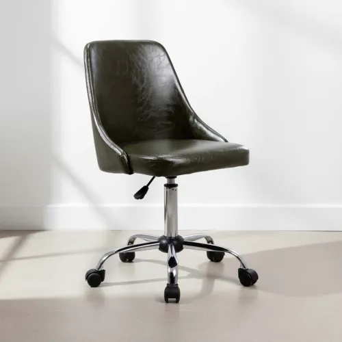 Silla De Escritorio Simil-cuero Negro D-1001 en Negro - Escritorios y sillas de escritorio, Uruguay | Divino