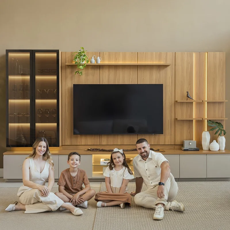 Conjunto Modular - Magnum 380CM - Cristalero con Led en Madera natural - Muebles para TV, Uruguay | Balton, vista 15