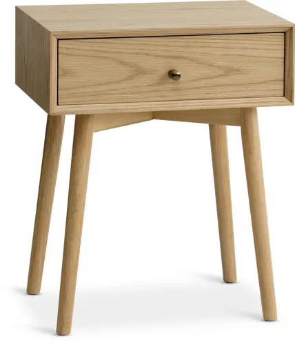 Mesa de luz HOKKSUND 1 cajón roble nat en Madera natural - Mesas de luz, Uruguay | JYSK