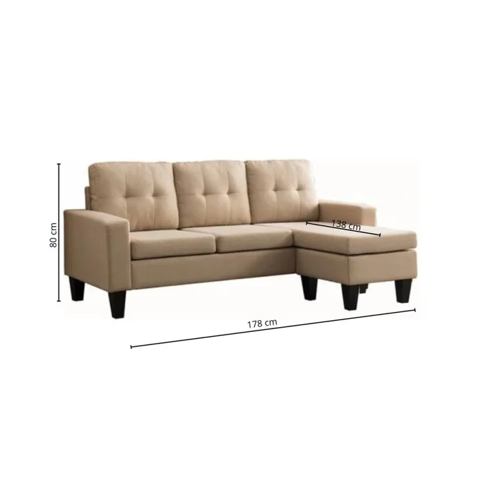 Sillon 3 cuerpos con chaise Herbie - Beige en Beige - Sillones y sofás, Uruguay | La Cueva Muebles, vista 7