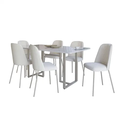 Juego de comedor - Mesa Fosco 1.6 y Arcadia en Blanco - Mesas de comedor, Uruguay | Rústico Hogar