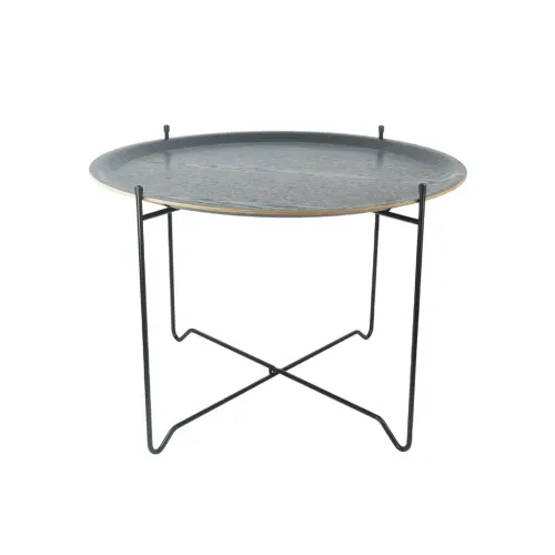 MESA BANDEJA REDONDA D60/H42CM MADERA NEGRA en Negro - Mesas de arrimo, Uruguay | Koz
