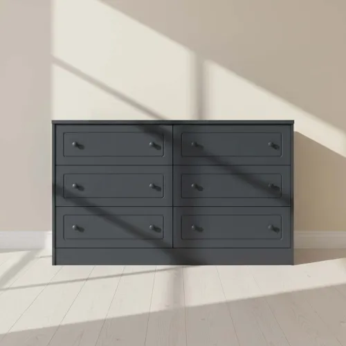Cómoda 6 Cajones Mdf Gris Americano Plus en Gris - Cómodas, Uruguay | Divino