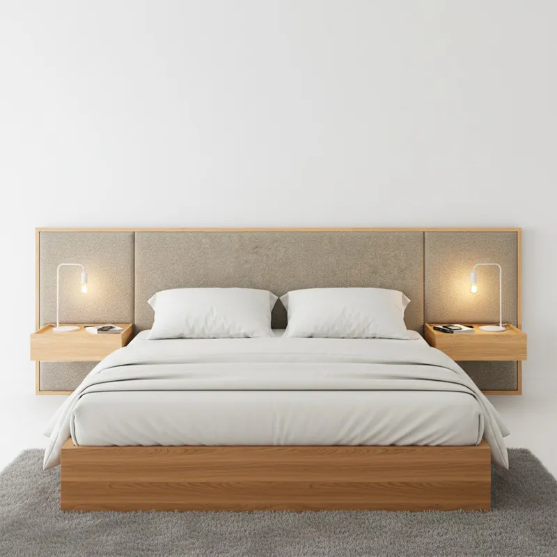 Respaldo Queen con mesa de luz Gael - Moderna - Hanover en Marrón - Respaldos de cama, Uruguay | Rústico Hogar
