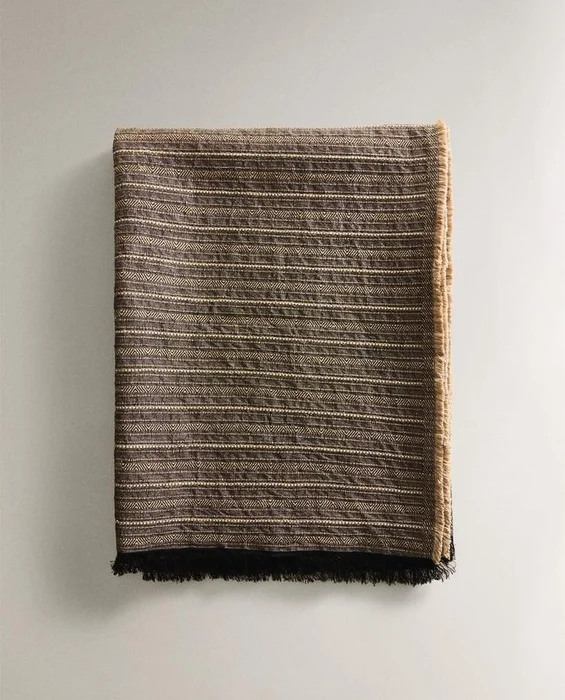 MANTA ALGODÓN LINO en Marrón - Textiles, Uruguay | Zara Home, vista 5