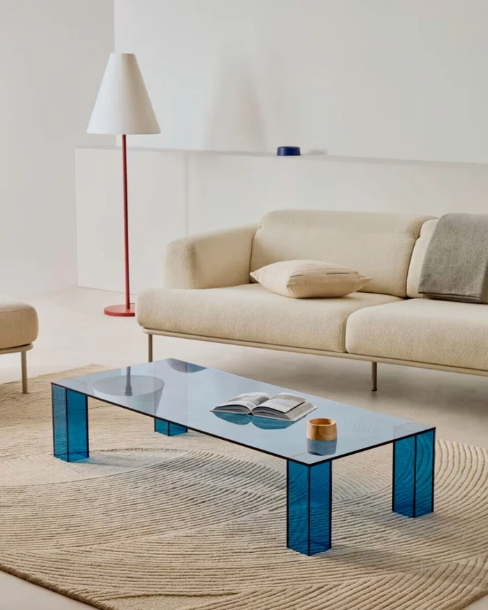 Mesa de centro Adularia de cristal templado - azul 140 x 60 cm en Azul - Mesas de living, Uruguay | Kavehome, vista 2