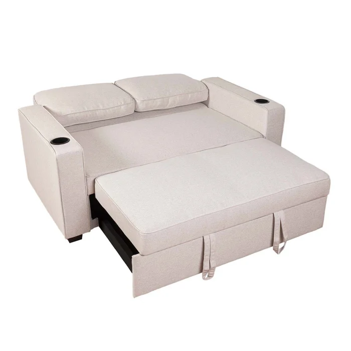 Sofá Cama 2 Cuerpos Tela Natural-beige Miley Beige en Beige - Sillones y sofás, Uruguay | Divino, vista 6