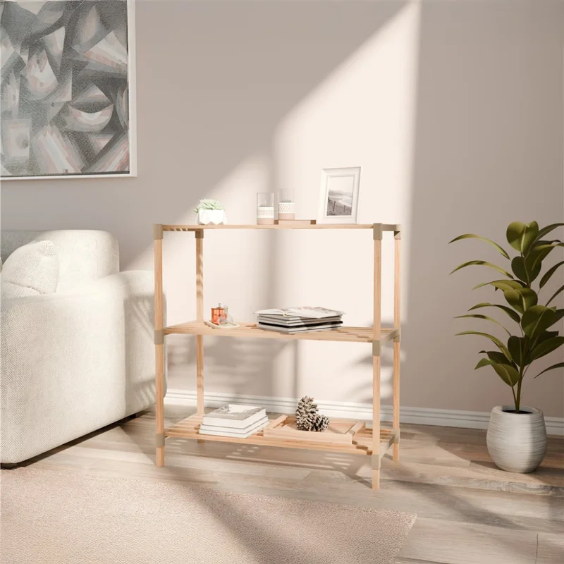ESTANTERIA 3 NIVELES 78X65X30CMS MADERA en Madera natural - Bibliotecas, Uruguay | Koz, vista 3