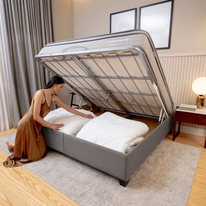 Cama baúl FLAT Gris 1,5 PLAZAS en Gris, Uruguay | Viasono, vista 2