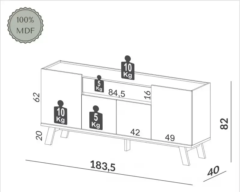 Aparador Buffet Linea Lisboa 100% MDF en Beige - Aparadores y recibidores, Uruguay | Balton, vista 9