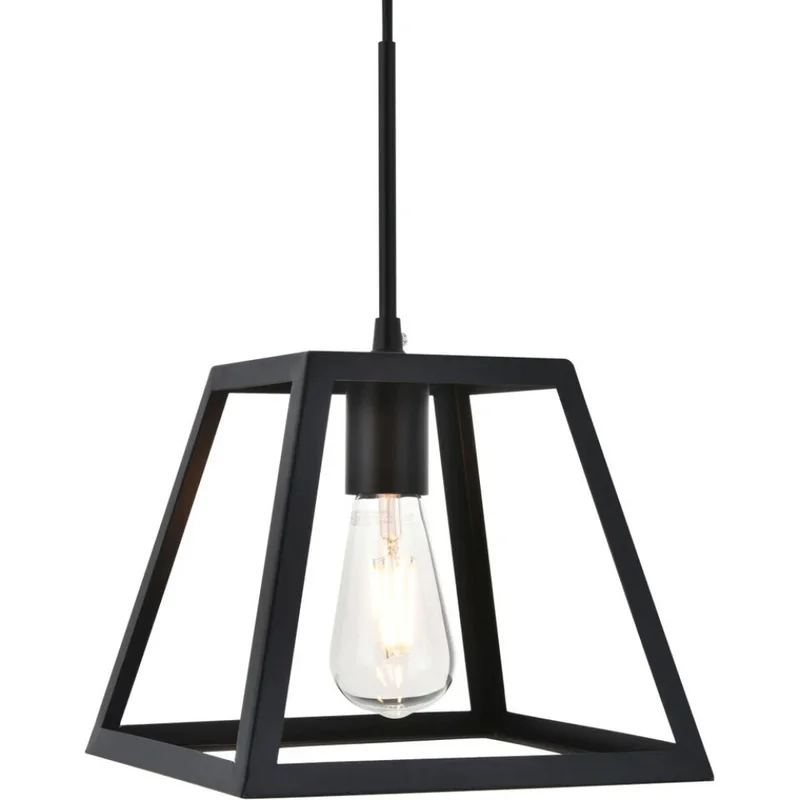 Colgante trapecio 1 lámpara negro 21cm E27 en Negro - Lámparas colgantes, Uruguay | Iluminica, vista 3