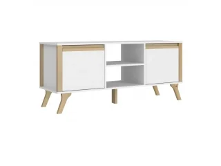 Rack de TV Combinado Madera 2 Puertas Blanco/Miel - Muebles para TV, Uruguay | Quesal, vista 2