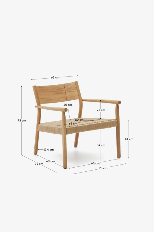 Butaca Yalia de madera maciza roble FSC 100% - acabado natural y asiento de cuerda de papel en Madera natural - Butacas, banquetas y puffs, Uruguay | Kavehome, vista 9