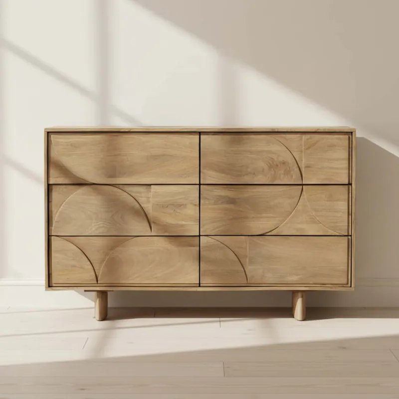 Cómoda 129cm Madera Natural-beige ángeles en Madera natural - Cómodas, Uruguay | Divino