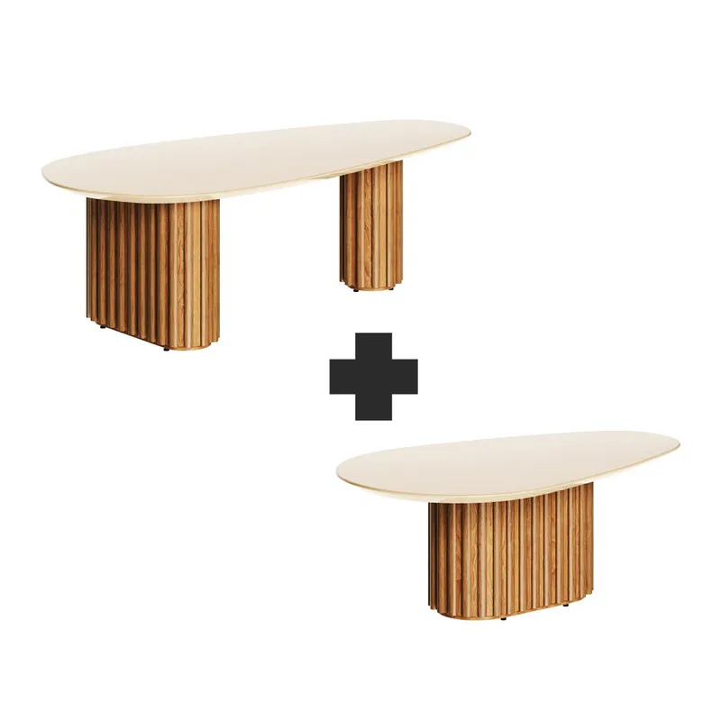 KIT Mesa De Living Oval Mix Small + Large Línea Nevada - Muebles para TV, Uruguay | Ecowood