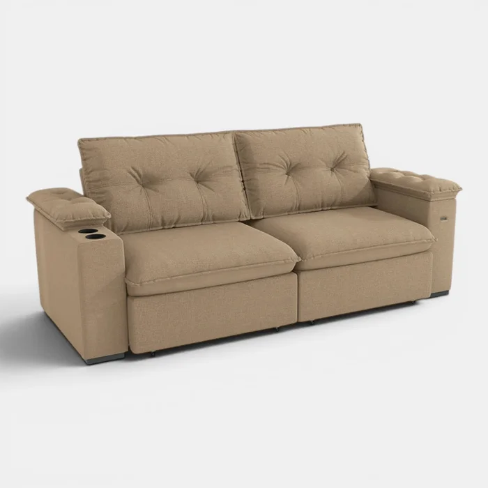 Sofa Zandon 260CM - Retractil/Reclinable en Lino Arena A085 - Sillones y sofás, Uruguay | Balton, vista 6
