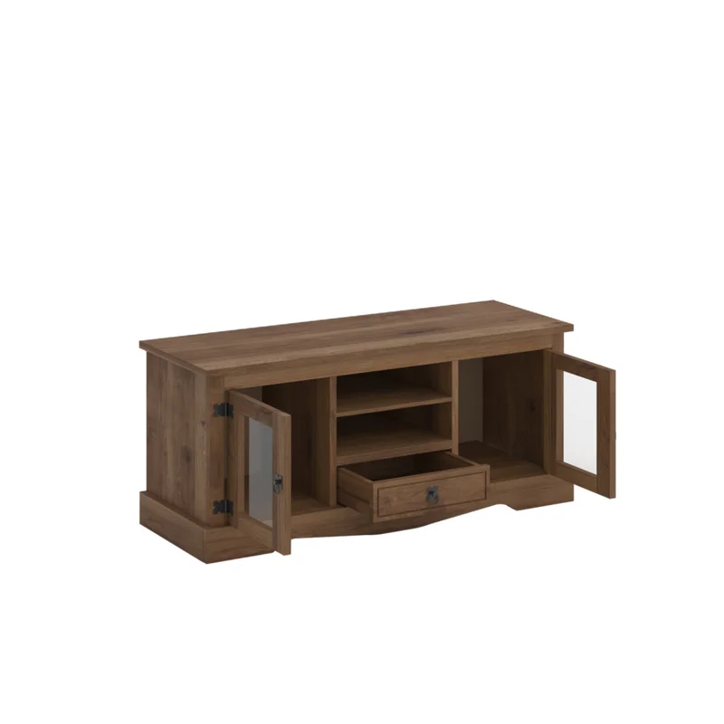 Rack 2 Puertas Vidrio Línea Mexicana - Oscuro en Marrón - Muebles para TV, Uruguay | Rústico Hogar, vista 3