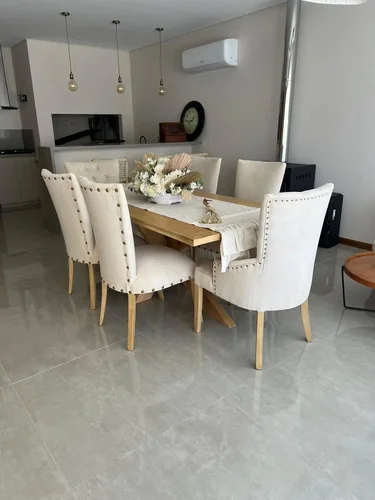 Juego De Comedor Madera Ozark Griego Con 6 Sillas De Vestir A Eleccion en Beige - Mesas de comedor, Uruguay | Ozark Home, vista 2