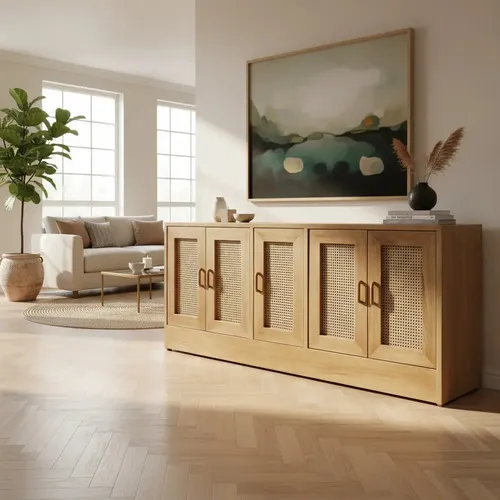 Aparador Bargueño Madera Maciza Esterilla 180x85x38 - Ozark A Eleccion en Madera natural - Aparadores y recibidores, Uruguay | Ozark Home