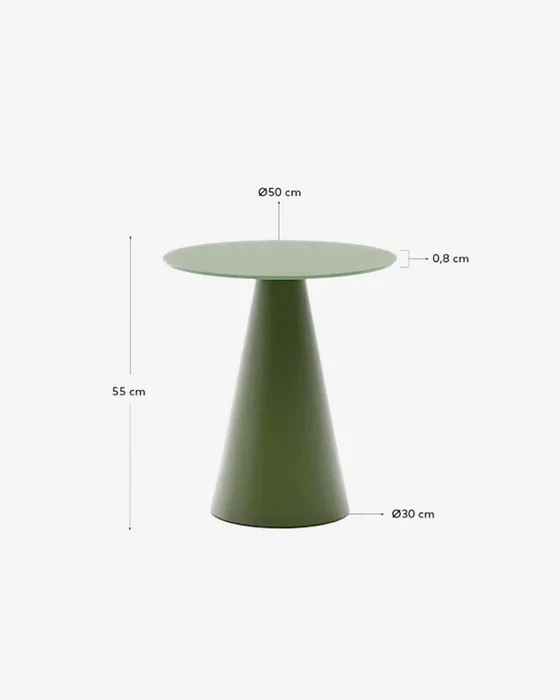 Mesa auxiliar Wilshire cristal templado glaseado y acero acabado - pintado verde mate Ø50cm en Verde - Mesas de arrimo, Uruguay | Kavehome, vista 6