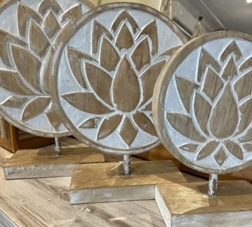 Deco Flor de Loto en madera en Madera natural - Decoración, Uruguay | Balihai