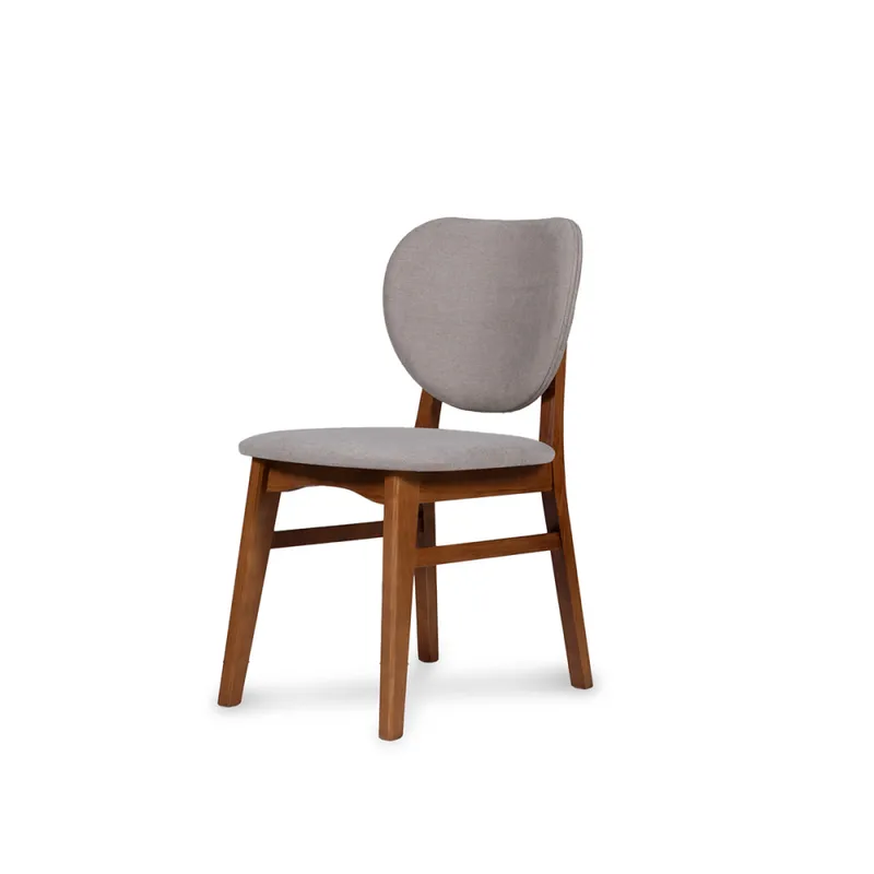 Silla Cleo - Nogal - Respaldo tapizado - Tela Rústica - Tostado (CH) en Beige - Butacas, banquetas y puffs, Uruguay | NYR