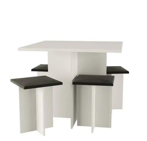 Conjunto de mesa y 4 banquetas Nogal/Negro en Negro - Mesas de comedor, Uruguay | Que Sal Muebleria