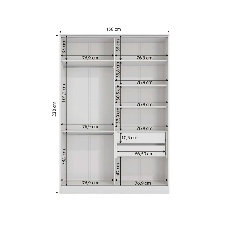 Placard 2 Puertas Mdp Blanco Oxford en Blanco - Roperos y placares, Uruguay | Divino, vista 3
