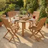 Juego de comedor Mesa Centro Giratorio + 4 Sillas plegables - Ipanema en Madera natural - Muebles para el exterior, Uruguay | Rústico Hogar, vista 2 de 5