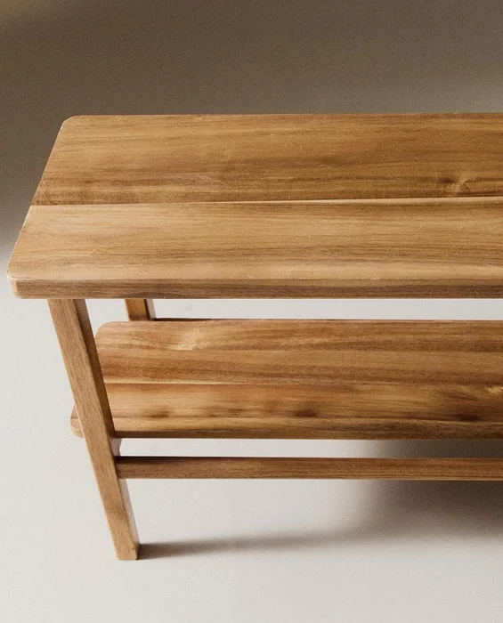BANCO DOBLE DE ACACIA en Madera natural - Butacas, banquetas y puffs, Uruguay | Zara Home