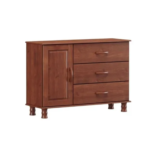Comoda 3 Cajones 1 Puerta Madera Maciza Premium en Marrón - Cómodas, Uruguay | Rústico Hogar