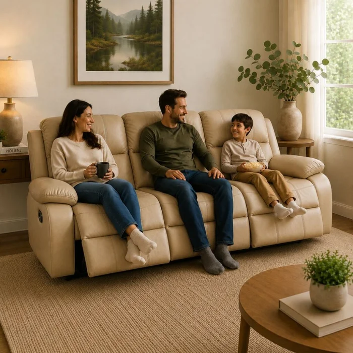 SILLON RECLINABLE 3 CUERPOS en Beige - Sillones y sofás, Uruguay | La Cueva Muebles