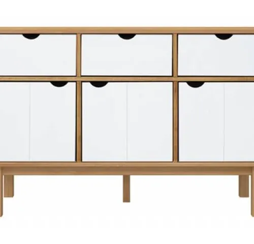 Aparador 3P y 3C Mel/Gris Linea Nordica en Madera Maciza - Comedor, Uruguay | Que Sal Muebleria