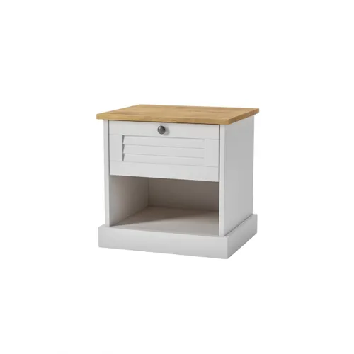 Mesa de Luz - 1 Cajón - Línea Valenciana - Blanco en Blanco - Mesas de luz, Uruguay | Rústico Hogar