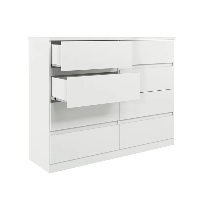 Comoda Roma 8 Cajones Moderna 100% Mdp Con Patas en Blanco - Cómodas, Uruguay | Muebles Express