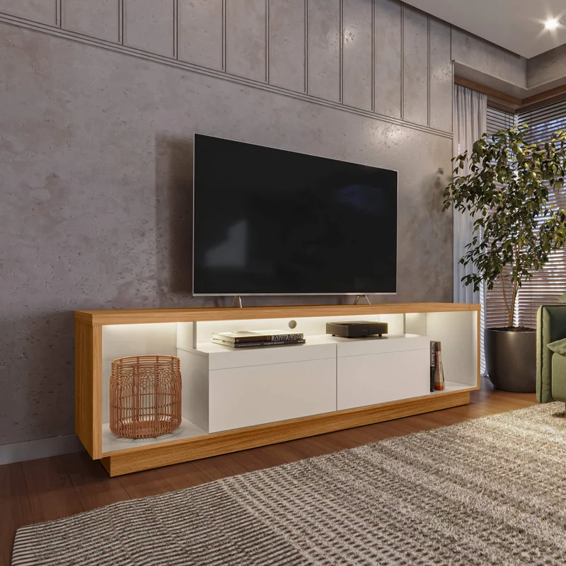 Rack tv Sala Cronos 180cm con tira Led MDF/MDP en Madera natural - Muebles para TV, Uruguay | Balton, vista 9