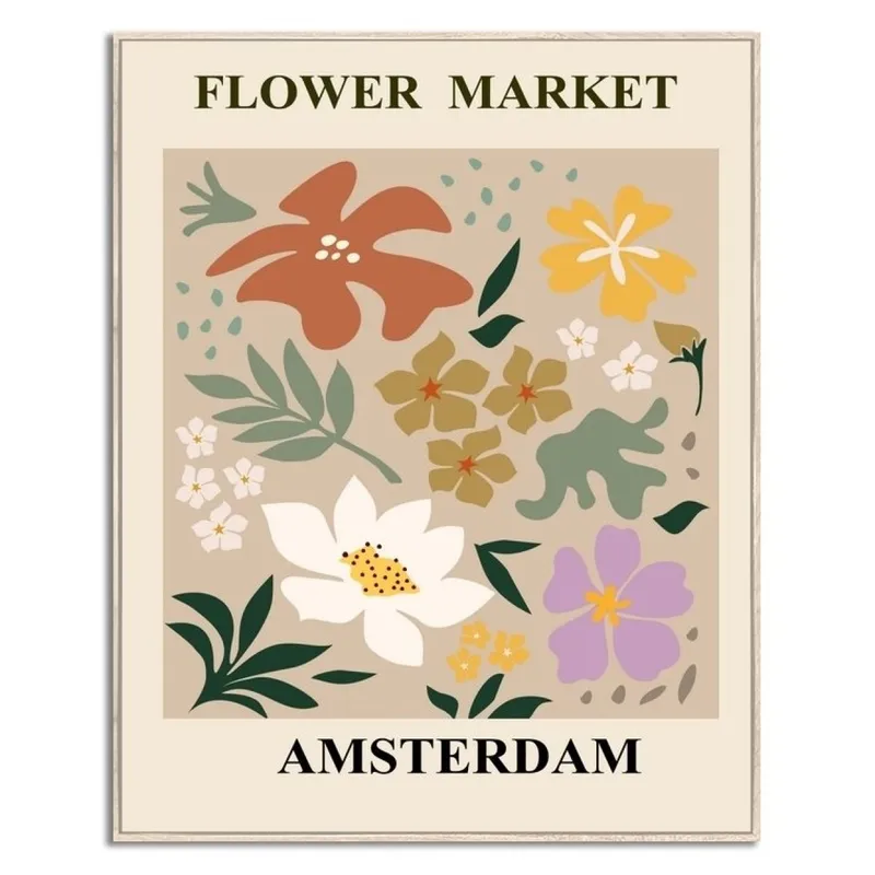 CUADRO 40x50cm MARCO FLOWER MARKET AMSTERDAM - Decoración de pared, Uruguay | Decohogar