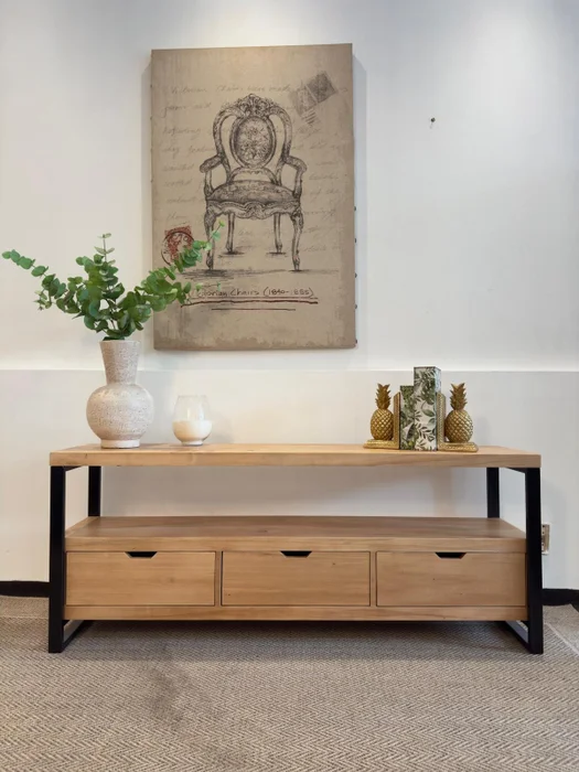 Rack Con Hierro en Madera natural - Muebles para TV, Uruguay | Marvic