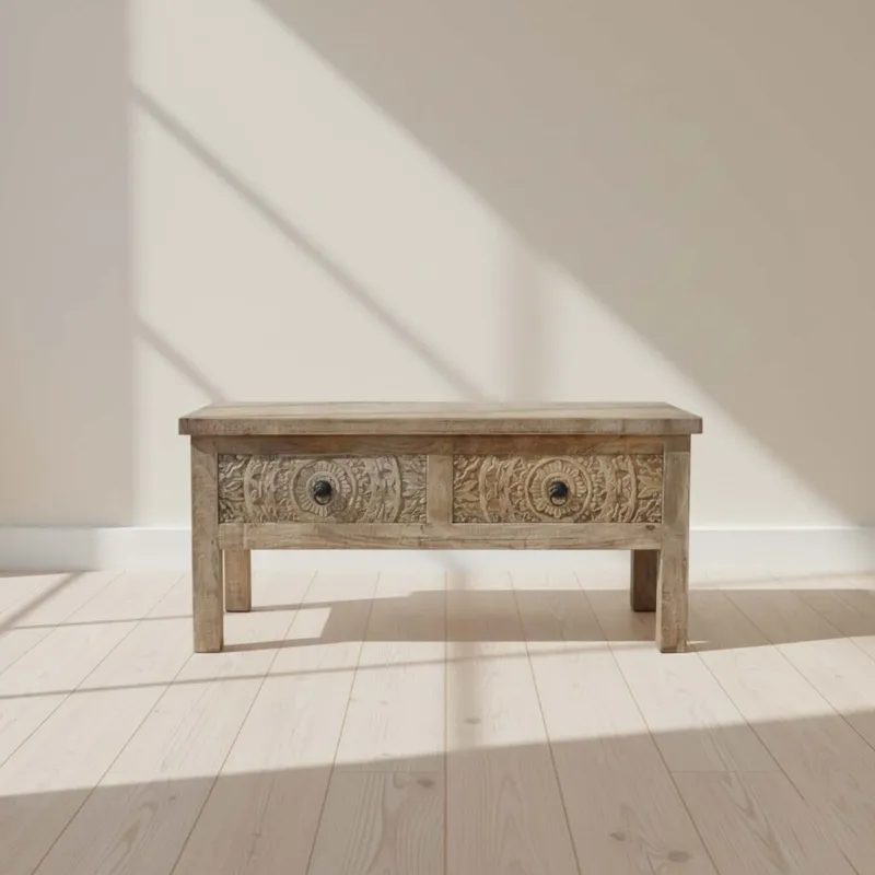 Mesa Ratona Madera-de-mango Natural-beige India Natural en Madera natural - Mesas de living, Uruguay | Divino