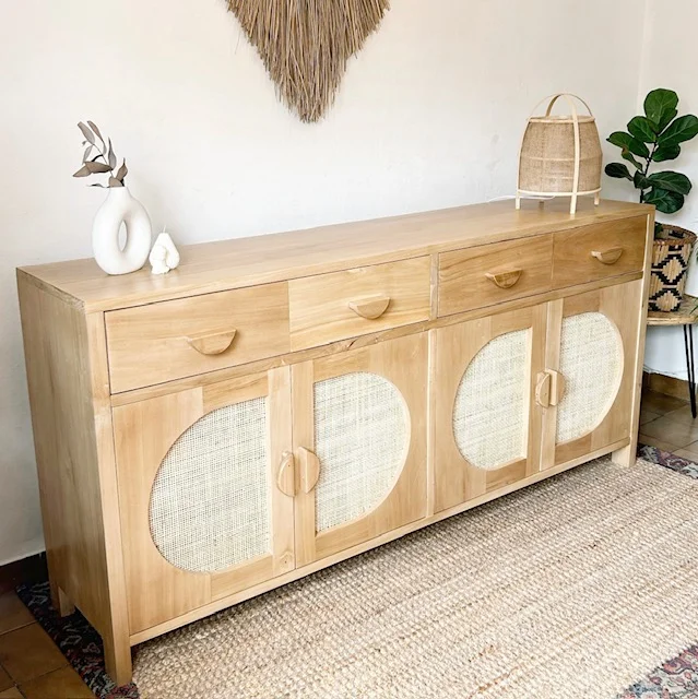 Aparador alacena con esterilla natural en Madera natural - Decoración, Uruguay | Decoramuss, vista 3