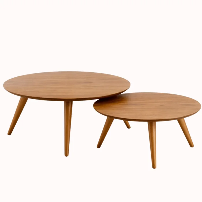 SET MESAS CENTRO en MADERA/RATTAN - Mesas de living, Uruguay | Forum Design