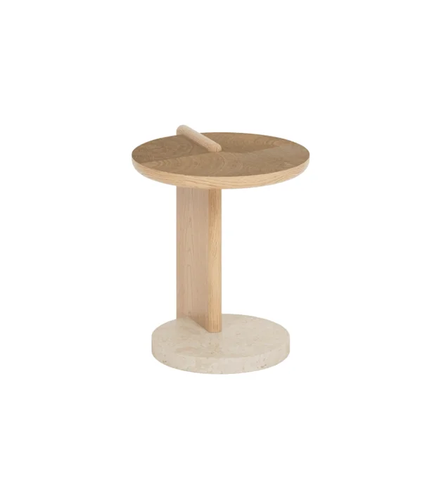 MESA LATERAL BAKERS ROBLE Y MARMOL D45XH52 en Madera natural - Mesas de arrimo, Uruguay | Más Infinito Casa