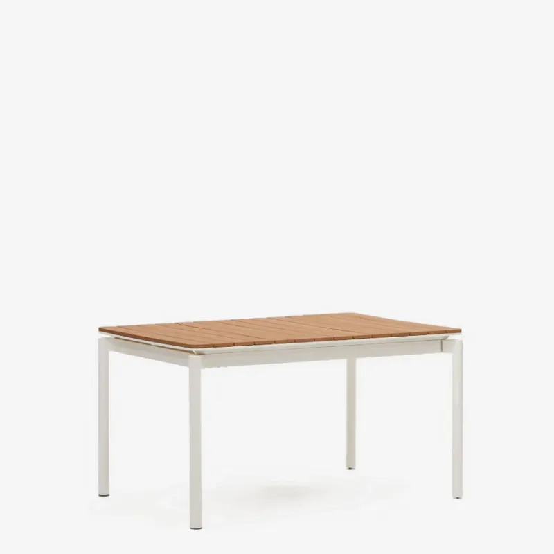 Mesa extensible de exterior Canyelles de polimadera y aluminio - blanco mate 140 (200) x 90 cm en Blanco, Marrón - Mesas de comedor, Uruguay | Kavehome