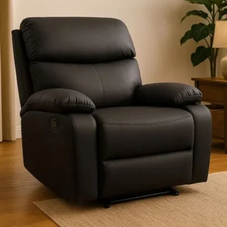 Sillón Reclinable 1 Cuerpo Negro en Negro - Sillones y sofás, Uruguay | La Cueva Muebles, vista 4