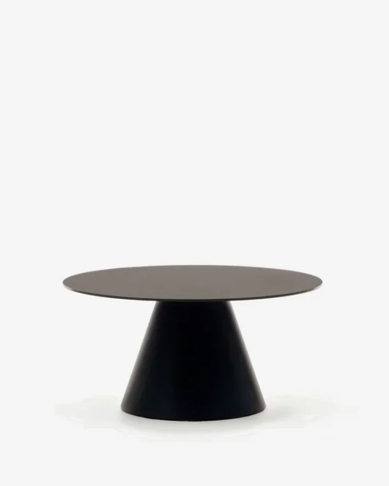 Mesa de centro Wilshire de cristal templado y metal con acabado pintado negro mate Ø 80 cm en Negro - Mesas de living, Uruguay | Kavehome